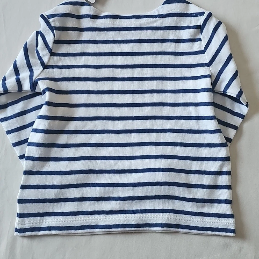 Ralph Lauren Navy White Striped Long Sleeve Tee